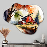 Church In Country Town VI - Asymmetric Metal Wall Clock