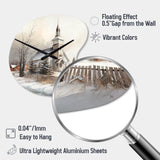 Church In Country During Winter IV - Asymmetric Metal Wall Clock