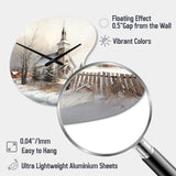 Church In Country During Winter IV - Asymmetric Metal Wall Clock
