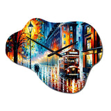 Colorful City In London I - Asymmetric Metal Wall Clock