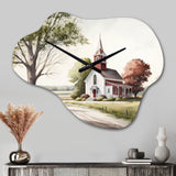 Monochrome Yellow And Grey Farm VI - Asymmetric Metal Wall Clock