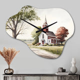 Monochrome Yellow And Grey Farm VI - Asymmetric Metal Wall Clock