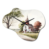 Monochrome Yellow And Grey Farm VI - Asymmetric Metal Wall Clock