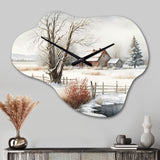 Iowa Farm In Winter - Asymmetric Metal Wall Clock