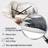 Iowa Farm In Winter - Asymmetric Metal Wall Clock