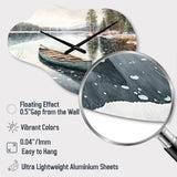 Winter Scene With Canoe IV - Asymmetric Metal Wall Clock