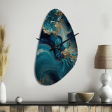 Abstract Geode Turquoise I - Asymmetric Metal Wall Clock