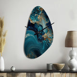 Abstract Geode Turquoise I - Asymmetric Metal Wall Clock