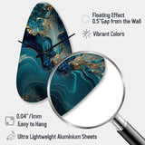 Abstract Geode Turquoise I - Asymmetric Metal Wall Clock