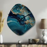 Abstract Geode Turquoise I - Asymmetric Metal Wall Clock