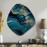 Abstract Geode Turquoise I - Asymmetric Metal Wall Clock