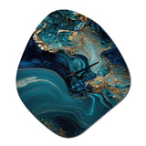Abstract Geode Turquoise I - Asymmetric Metal Wall Clock