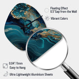 Abstract Geode Turquoise I - Asymmetric Metal Wall Clock