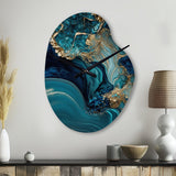 Abstract Geode Turquoise I - Asymmetric Metal Wall Clock