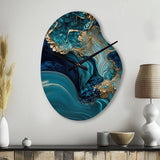 Abstract Geode Turquoise I - Asymmetric Metal Wall Clock
