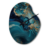 Abstract Geode Turquoise I - Asymmetric Metal Wall Clock
