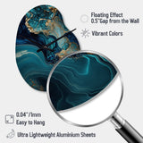 Abstract Geode Turquoise I - Asymmetric Metal Wall Clock