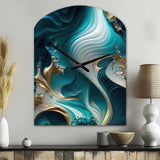 Abstract Geode Turquoise II - Asymmetric Metal Wall Clock