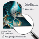 Abstract Geode Turquoise II - Asymmetric Metal Wall Clock