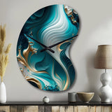 Abstract Geode Turquoise II - Asymmetric Metal Wall Clock