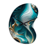 Abstract Geode Turquoise II - Asymmetric Metal Wall Clock