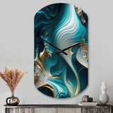 Abstract Geode Turquoise II - Asymmetric Metal Wall Clock