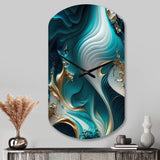 Abstract Geode Turquoise II - Asymmetric Metal Wall Clock