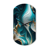 Abstract Geode Turquoise II - Asymmetric Metal Wall Clock