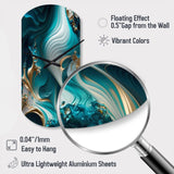 Abstract Geode Turquoise II - Asymmetric Metal Wall Clock
