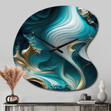 Abstract Geode Turquoise II - Asymmetric Metal Wall Clock