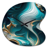 Abstract Geode Turquoise II - Asymmetric Metal Wall Clock