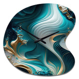 Abstract Geode Turquoise II - Asymmetric Metal Wall Clock