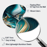 Abstract Geode Turquoise II - Asymmetric Metal Wall Clock