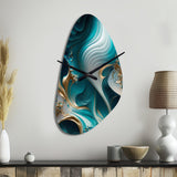 Abstract Geode Turquoise II - Asymmetric Metal Wall Clock