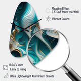 Abstract Geode Turquoise II - Asymmetric Metal Wall Clock