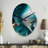 Abstract Geode Turquoise II - Asymmetric Metal Wall Clock