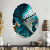 Abstract Geode Turquoise II - Asymmetric Metal Wall Clock