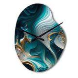 Abstract Geode Turquoise II - Asymmetric Metal Wall Clock