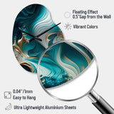 Abstract Geode Turquoise II - Asymmetric Metal Wall Clock