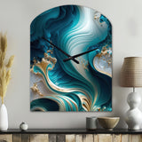 Abstract Geode Turquoise III - Asymmetric Metal Wall Clock