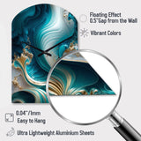 Abstract Geode Turquoise III - Asymmetric Metal Wall Clock