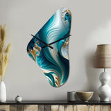 Abstract Geode Turquoise III - Asymmetric Metal Wall Clock