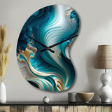 Abstract Geode Turquoise III - Asymmetric Metal Wall Clock