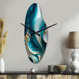Abstract Geode Turquoise III - Asymmetric Metal Wall Clock
