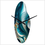 Abstract Geode Turquoise III - Asymmetric Metal Wall Clock