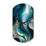 Abstract Geode Turquoise III - Asymmetric Metal Wall Clock