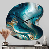 Abstract Geode Turquoise III - Asymmetric Metal Wall Clock