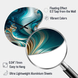 Abstract Geode Turquoise III - Asymmetric Metal Wall Clock
