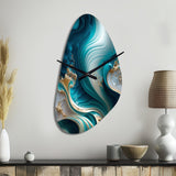 Abstract Geode Turquoise III - Asymmetric Metal Wall Clock