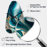 Abstract Geode Turquoise III - Asymmetric Metal Wall Clock